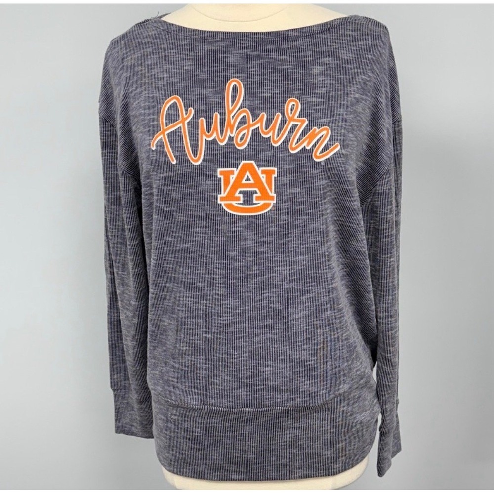 NWT Auburn Tigers Women's XXL Ribbed Long Sleeve Oversized Lainey Shirt Navy 2X